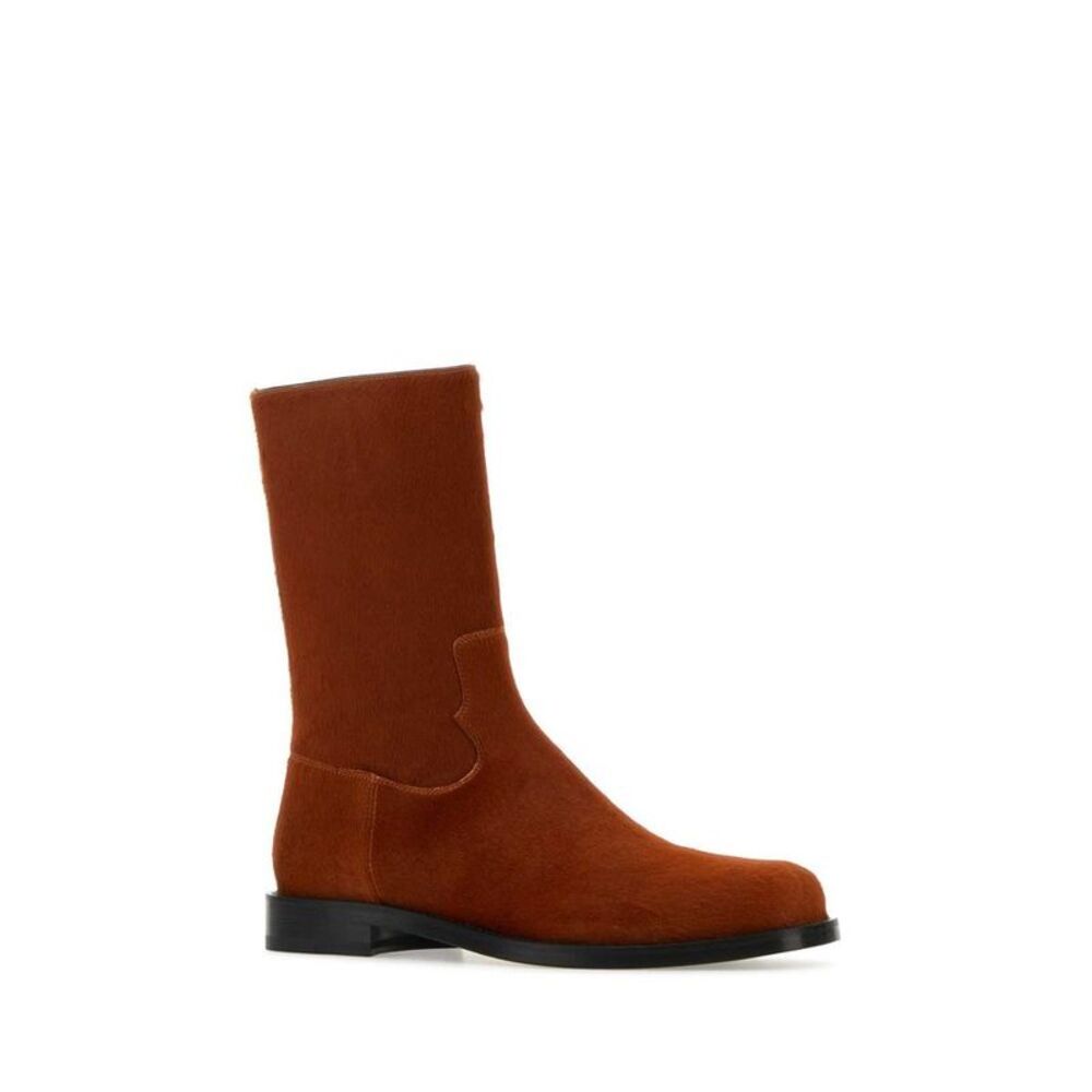 DRIES VAN NOTEN Suede Mid-Calf Boots Men RED